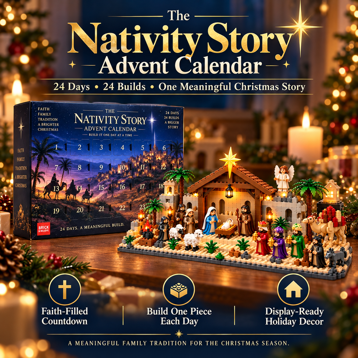 ⭐ AmenBricks Nativity Advent Calendar — 24-Day Buildable Christmas Countdown