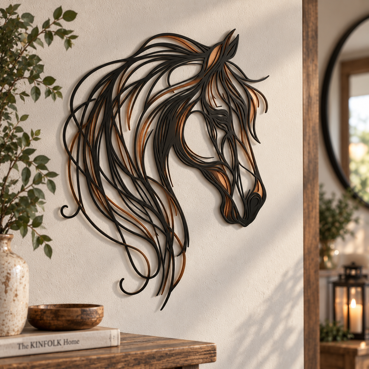 🐎✨ Horse Head Metal Wall Art — Equestrian Openwork Décor in Black, Bronze & Copper