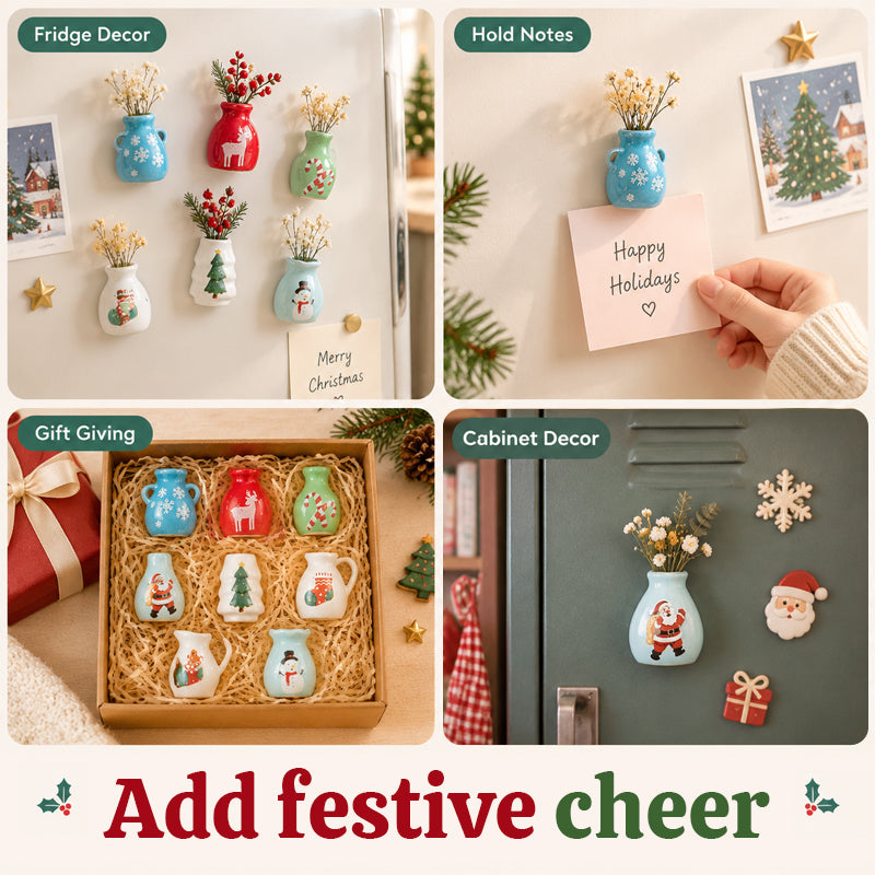 ๐๐บ Christmas Mini Vase Fridge Magnet โ Festive 3D Holiday Accent for Magnetic Surfaces