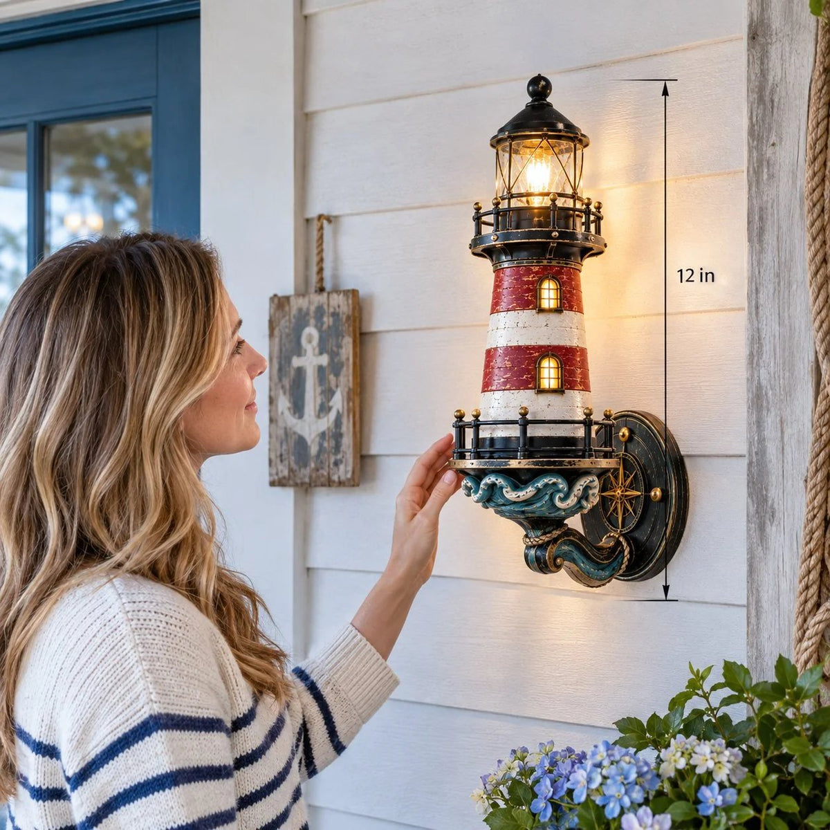 πβ Vintage Coastal Lighthouse Wall Light β Nautical Glow for Porch, Lake House & Beach Home