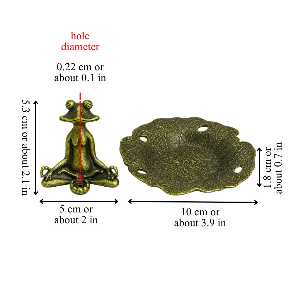 πΈπͺ Zen Frog Incense Holder β Antique Brass Finish with Ash-Catching Lily Pad Tray