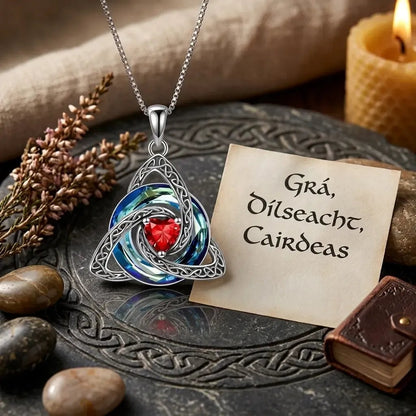 🍀💎 Birthstone Celtic Trinity Knot Necklace — Personalised Irish-Scottish Keepsake in 12 Birthstone Colours