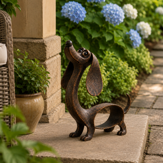 🐾✨ Character That Stays — Dachshund Metal Sculpture in Antique Bronze