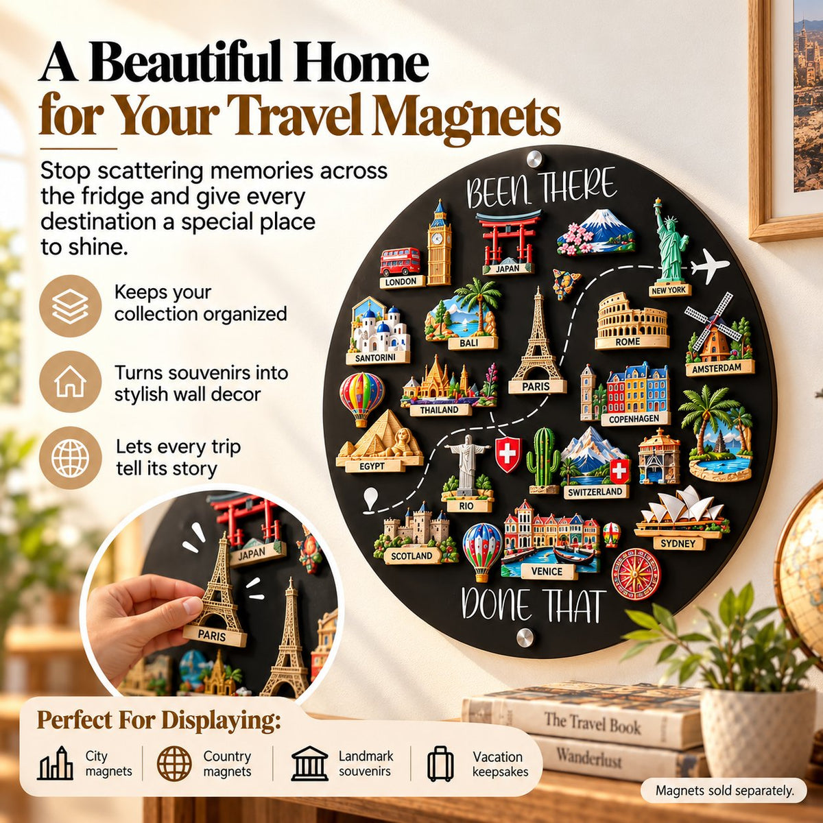 🌍✈️ Your Adventures Deserve a Wall of Their Own — Travel Magnet Display Board