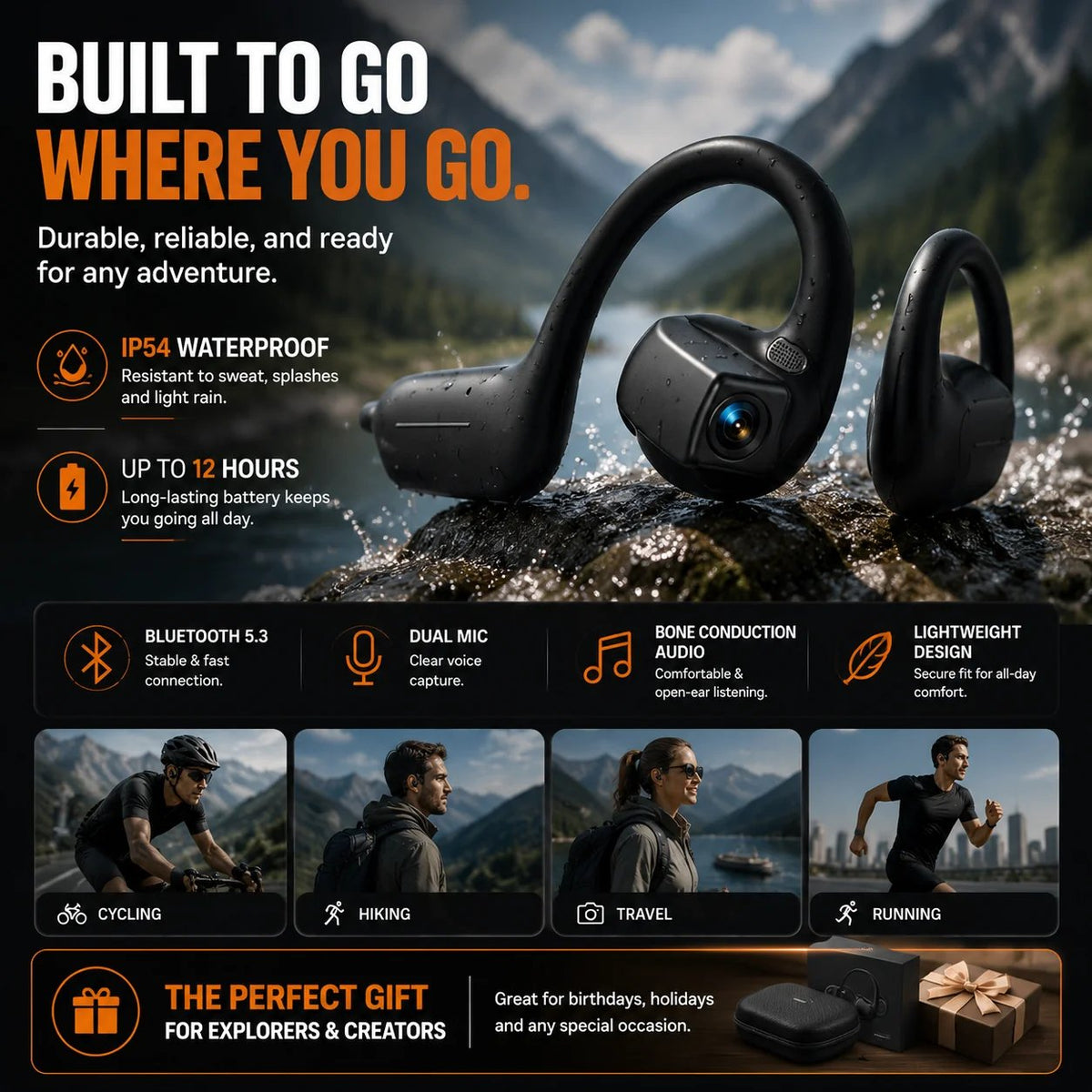 🎧 8MP Smart Camera Open-Ear Headset: Hands-Free POV Video & Audio! 🎥