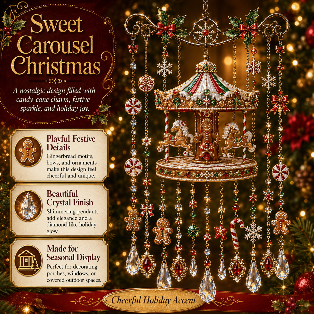 🎄 Christmas Crystal Wind Chime: Sparkling Holiday Porch & Garden Decor! ✨