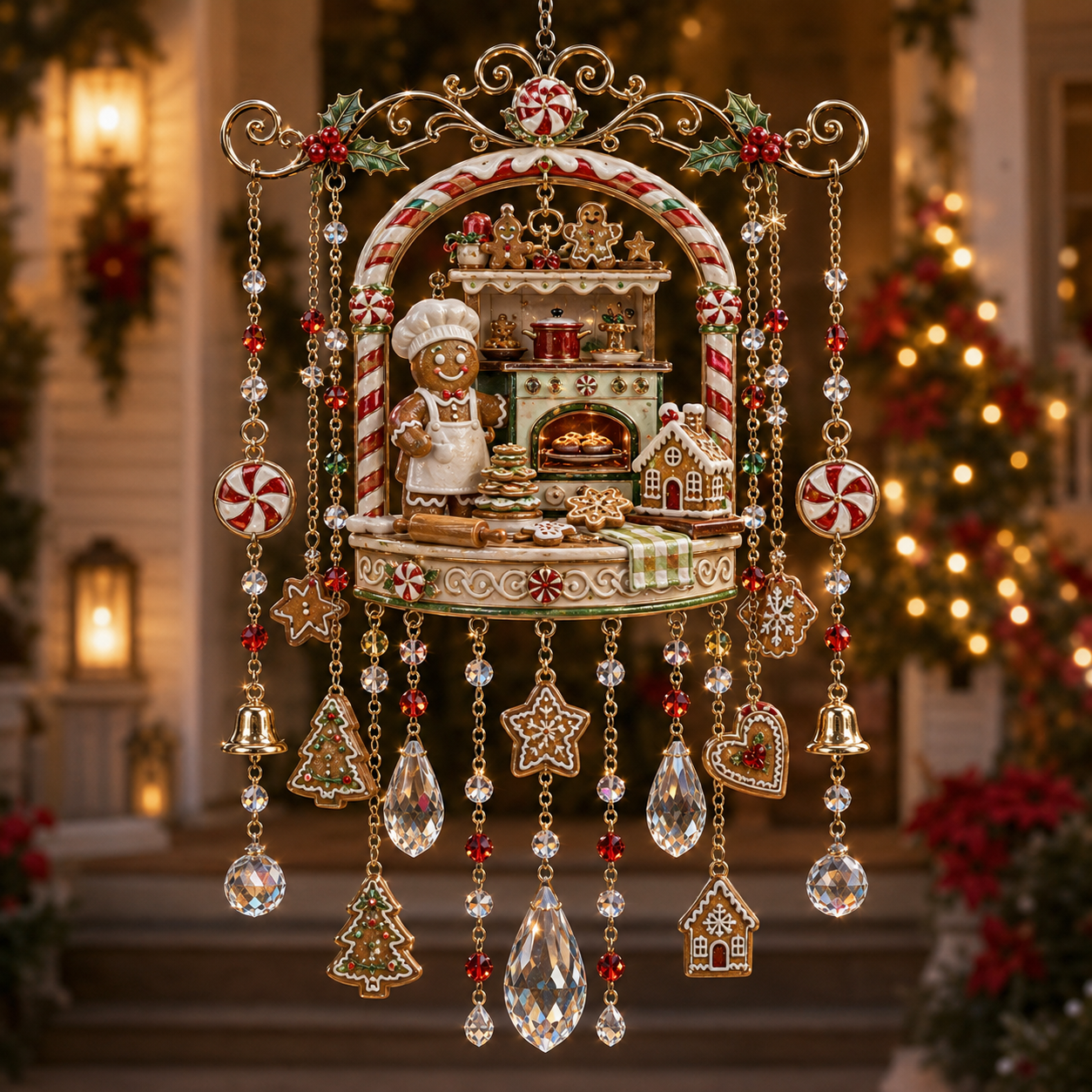 🎄 Christmas Crystal Wind Chime: Sparkling Holiday Porch & Garden Decor! ✨