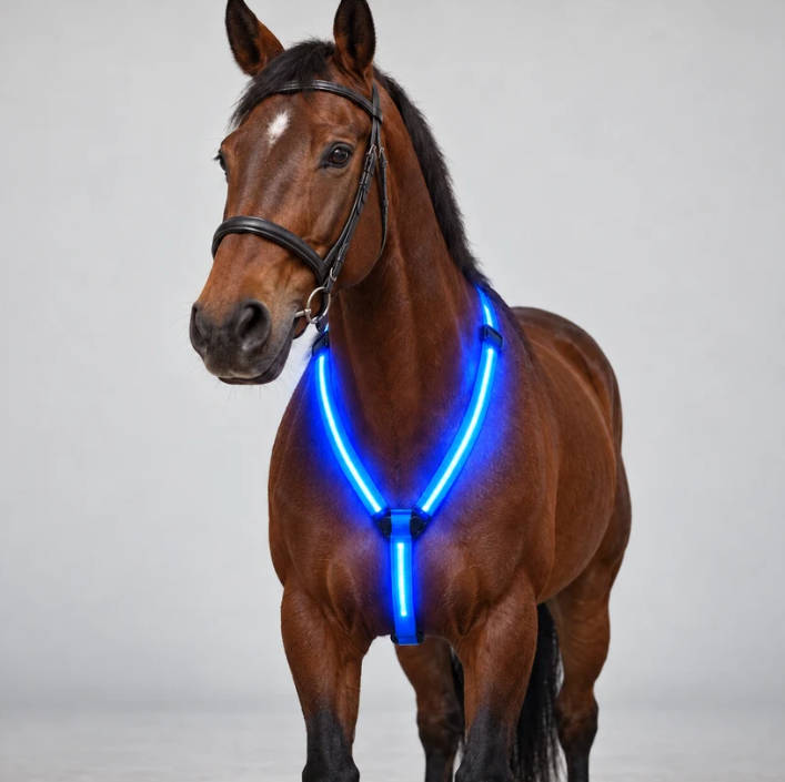 🐎Light-Up Horse Riding Set -- Red LED Leg Straps, Chest Harness & Tail Light for Evening Rides