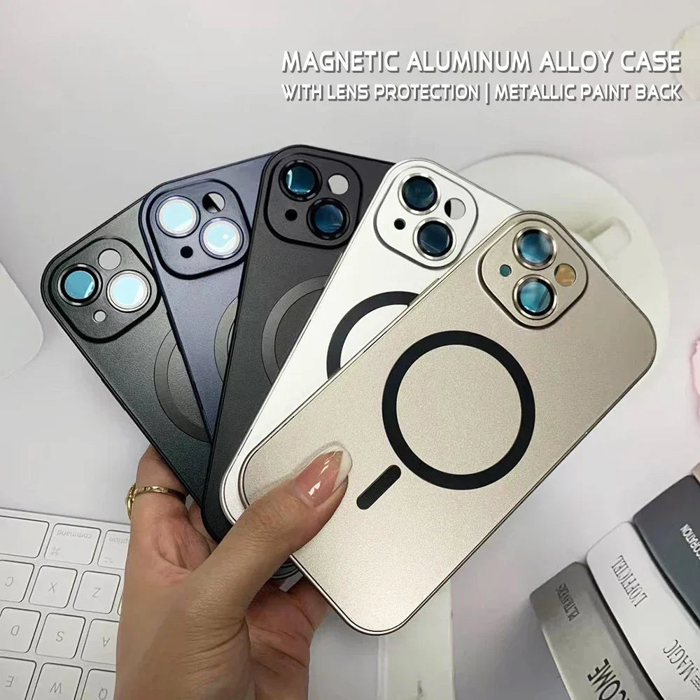 Simple metal magnetic phone case for iPhone