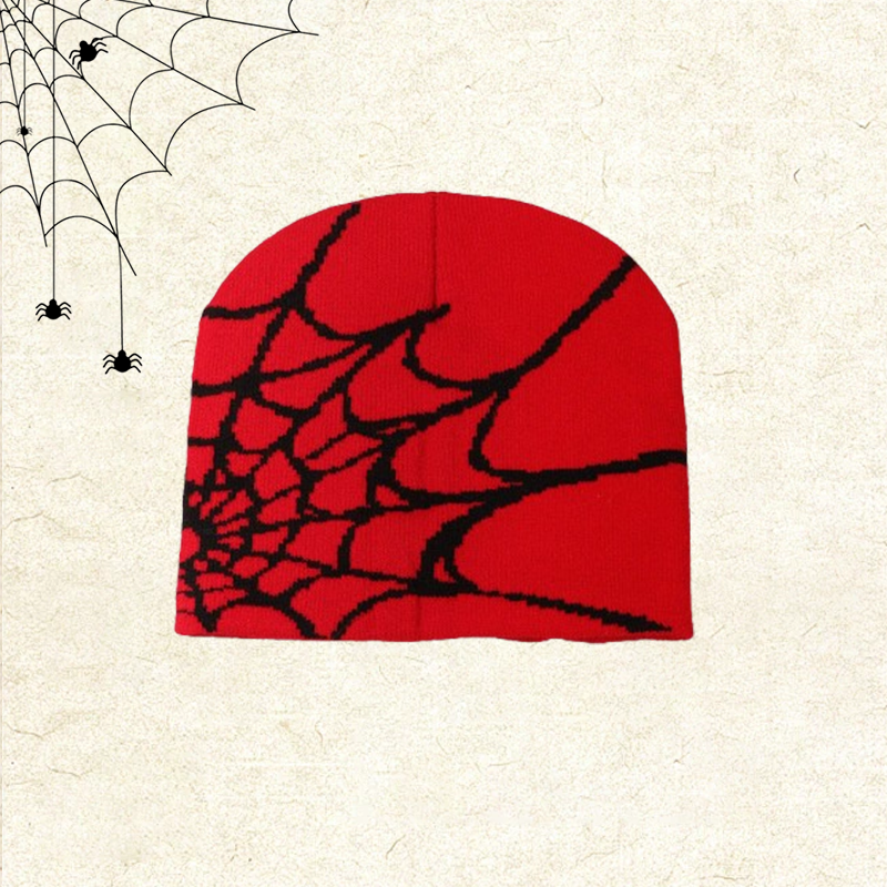 🕸️📼 Y2K Spiderweb Winter Beanie — Alternative Streetwear Hat with Bold Web Graphic