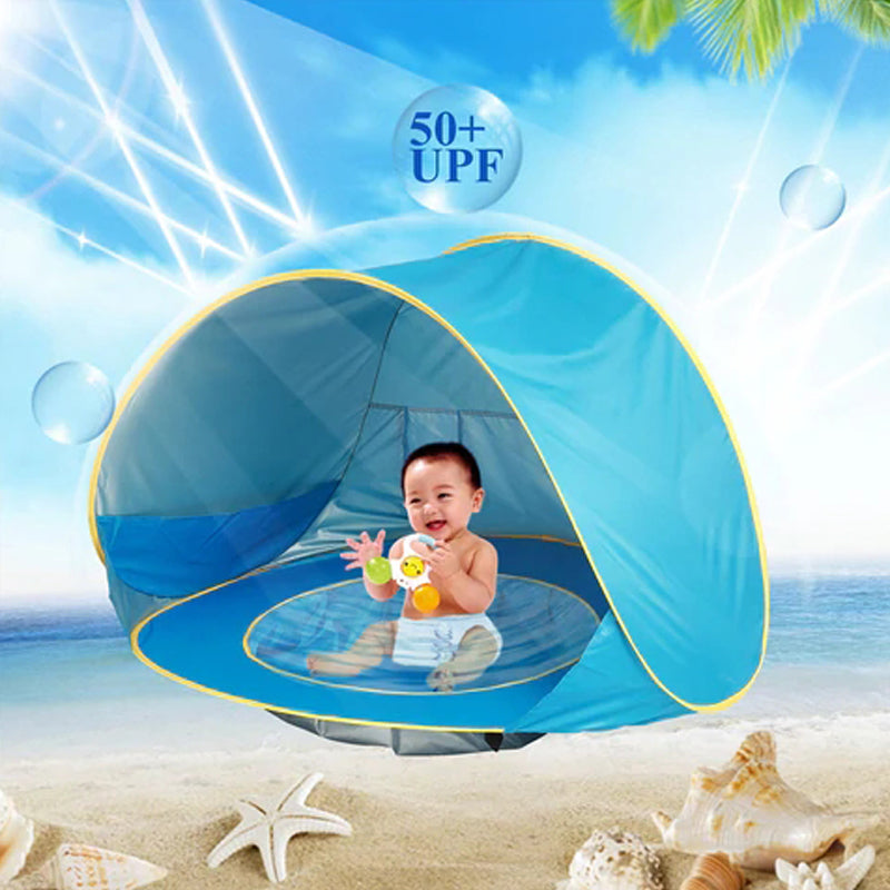 🏖️ Pop-Up Baby Beach Pool Tent: UPF 50+ Sun Shade & Mini Pool! ☀️
