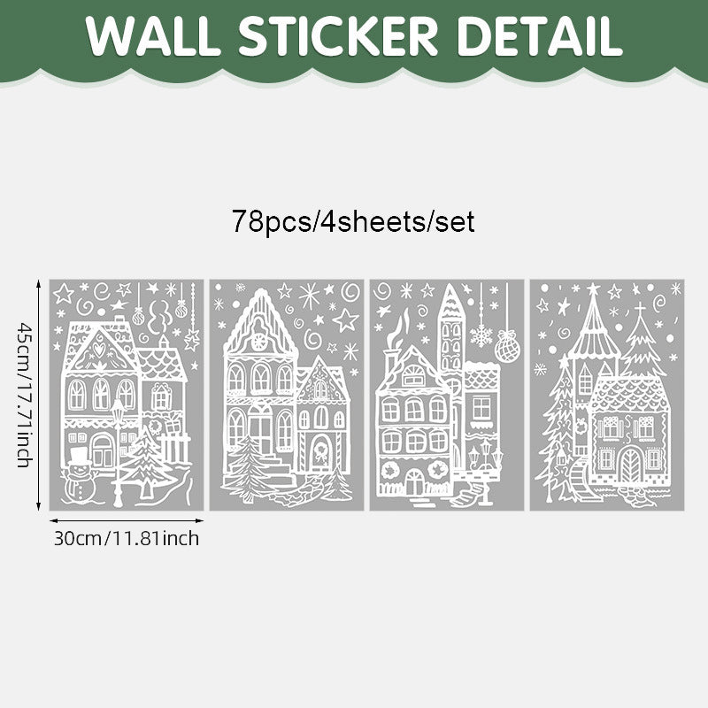 🏘️Christmas Village Window Decals -- Peel & Stick Snowy Scene for Glass Doors & Windows
