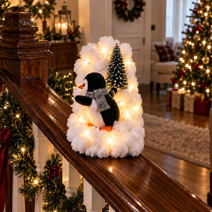 🐧✨ Penguin Staircase Decoration — Festive Illuminated Penguin Parade for Holiday Stairs