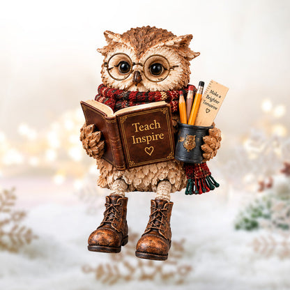🦉📚 Owl Figurine — Bookish Charm with Glasses, Book & Cozy Details