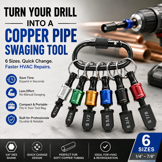 🛠️ Drill-Powered Copper Pipe Swaging Bit Set: 6-Piece HVAC Expander Tool! ✨