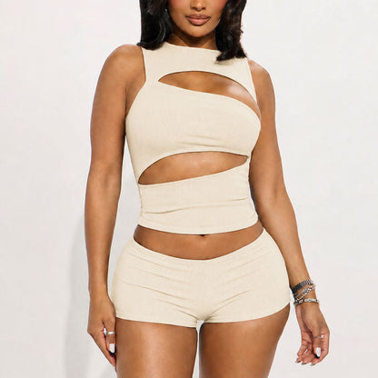 👗Solid Color Waist-Cinching Sexy Mini Skirt Set for Women ✨🔥