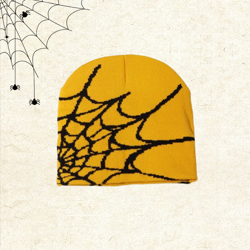 🕸️📼 Y2K Spiderweb Winter Beanie — Alternative Streetwear Hat with Bold Web Graphic