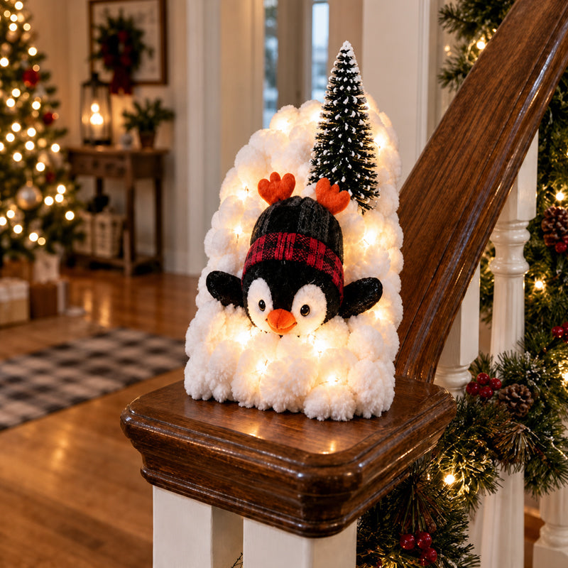 🐧✨ Penguin Staircase Decoration — Festive Illuminated Penguin Parade for Holiday Stairs