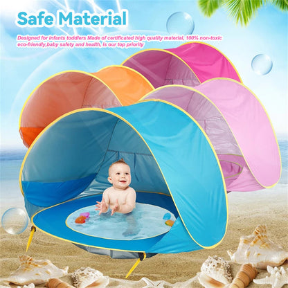 🏖️ Pop-Up Baby Beach Pool Tent: UPF 50+ Sun Shade & Mini Pool! ☀️