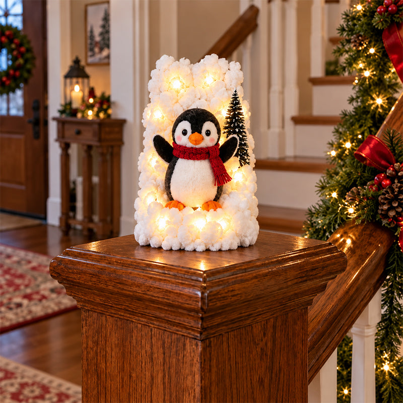 🐧✨ Penguin Staircase Decoration — Festive Illuminated Penguin Parade for Holiday Stairs