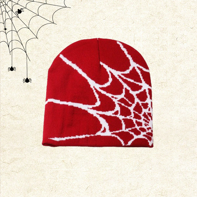 🕸️📼 Y2K Spiderweb Winter Beanie — Alternative Streetwear Hat with Bold Web Graphic