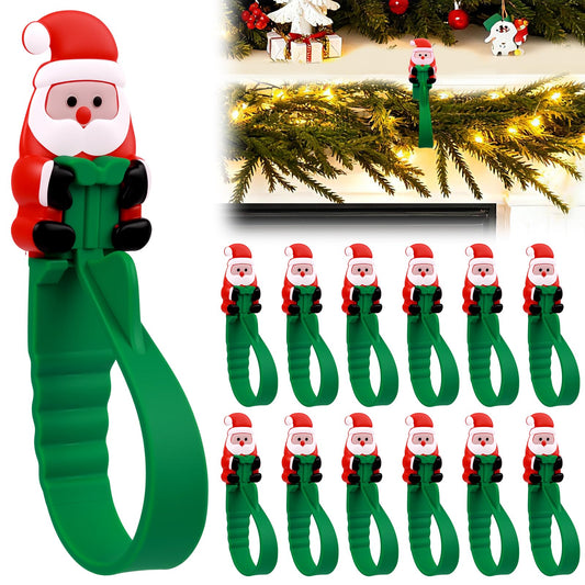 🎄🎅 Santa Adhesive Hooks — 12-Pack Christmas Garland Hangers, No Drill, No Nails