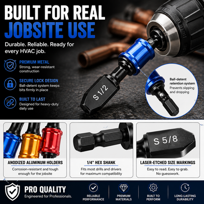 🛠️ Drill-Powered Copper Pipe Swaging Bit Set: 6-Piece HVAC Expander Tool! ✨