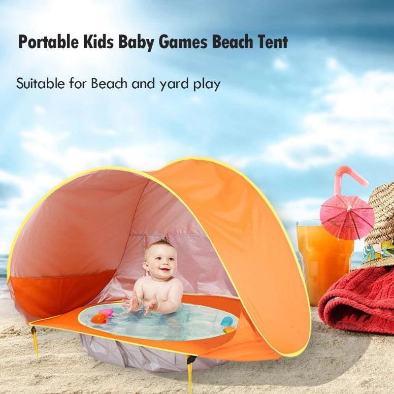 🏖️ Pop-Up Baby Beach Pool Tent: UPF 50+ Sun Shade & Mini Pool! ☀️