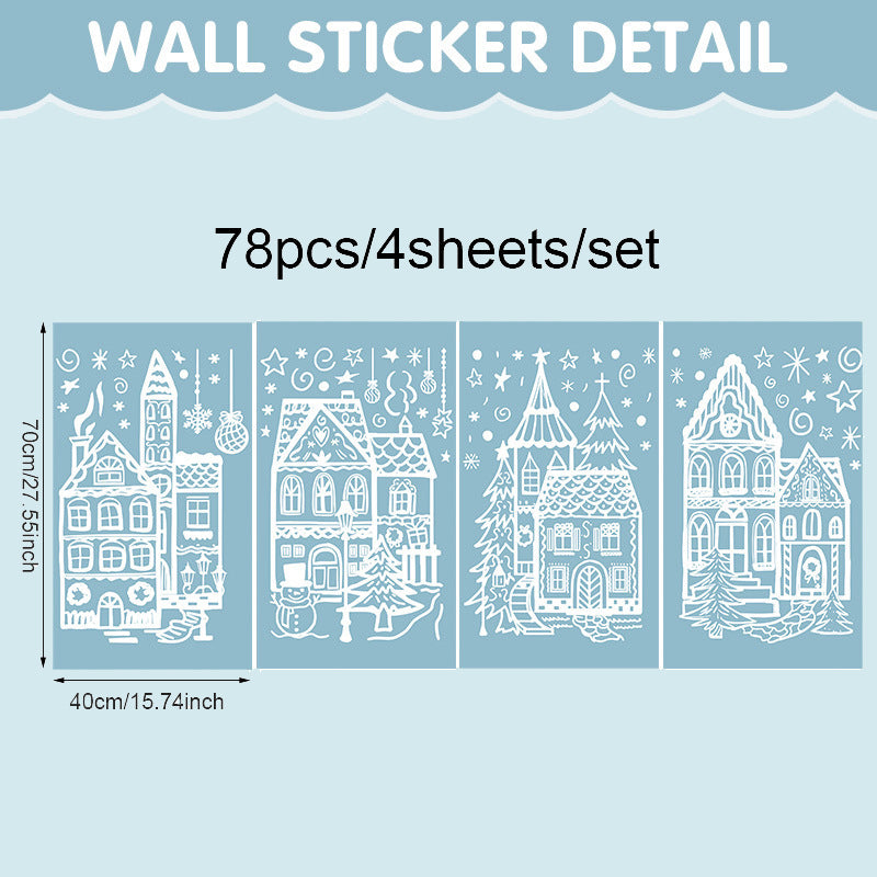 🏘️Christmas Village Window Decals -- Peel & Stick Snowy Scene for Glass Doors & Windows