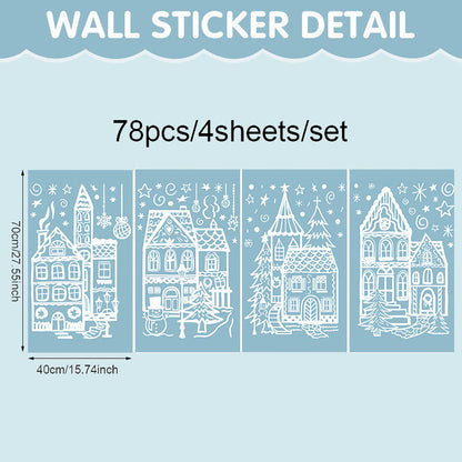 🏘️Christmas Village Window Decals -- Peel & Stick Snowy Scene for Glass Doors & Windows