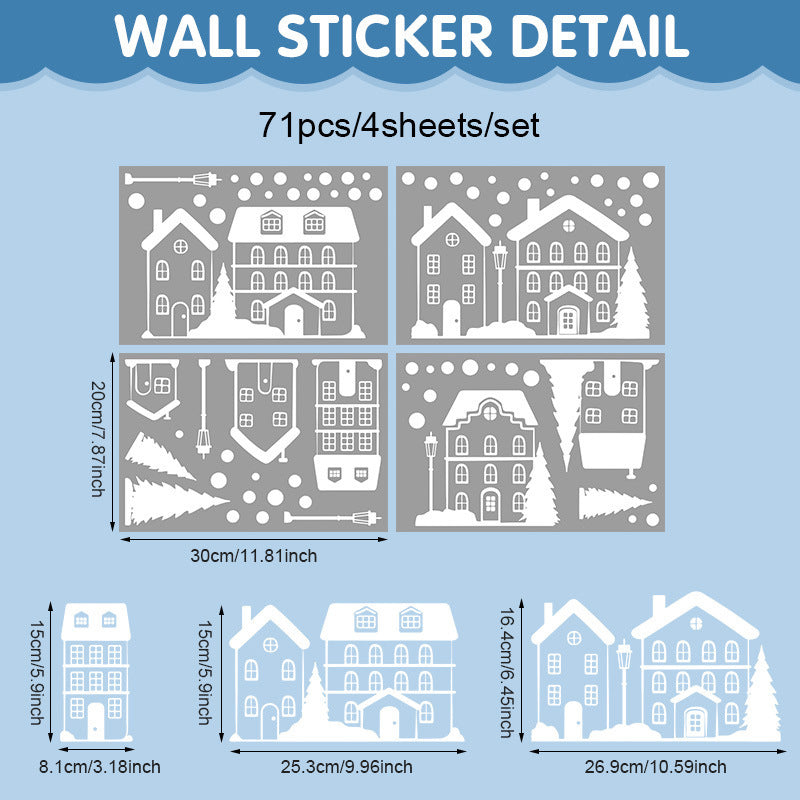 🏘️Christmas Village Window Decals -- Peel & Stick Snowy Scene for Glass Doors & Windows