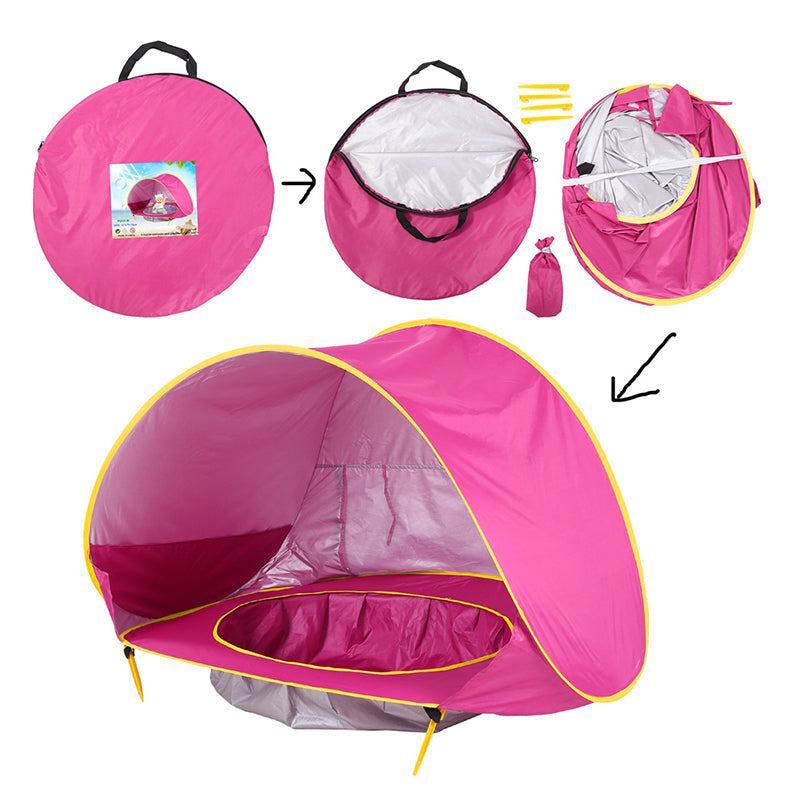 🏖️ Pop-Up Baby Beach Pool Tent: UPF 50+ Sun Shade & Mini Pool! ☀️