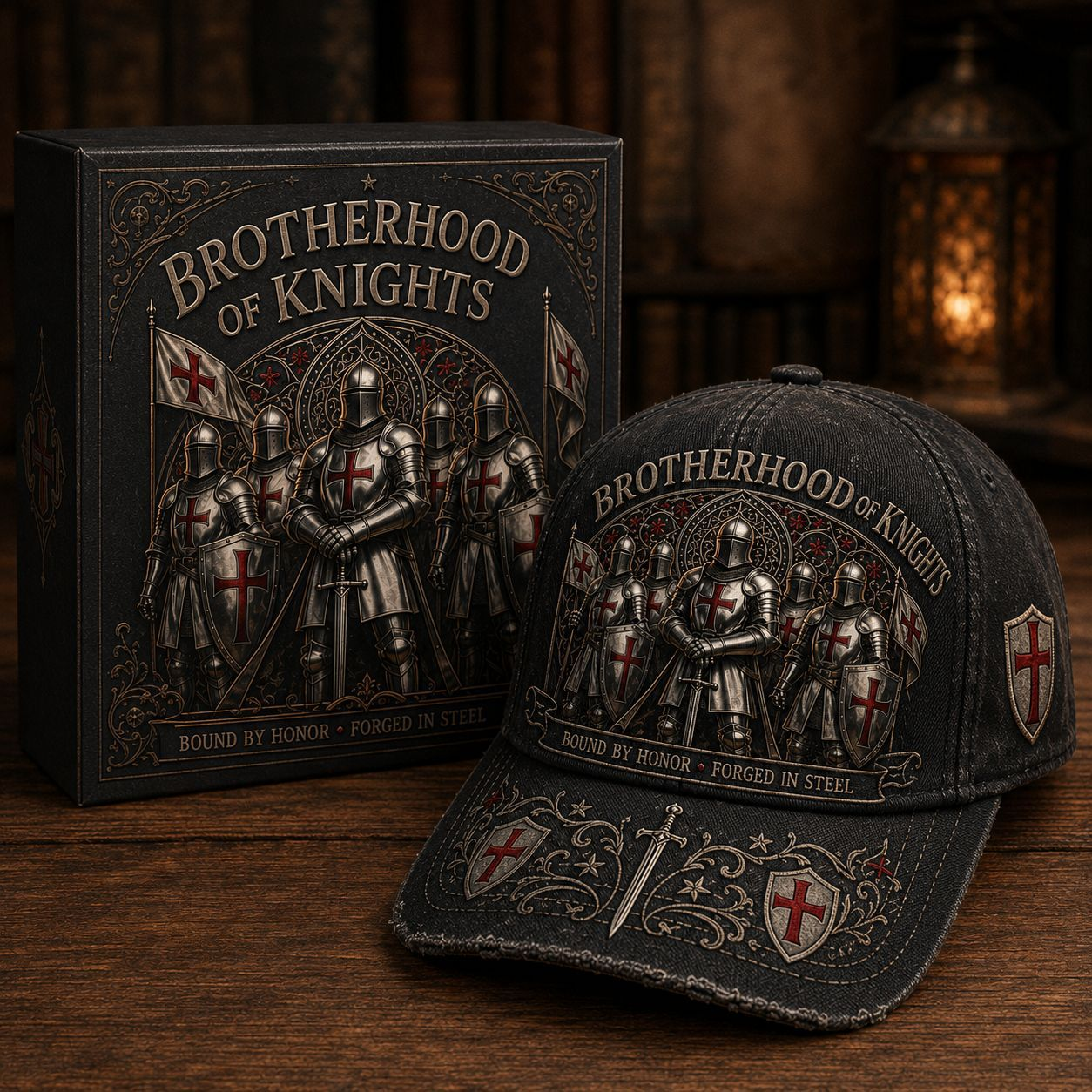 ⚔️ "Brotherhood of Knights" Vintage Cap: Distressed Cotton Baseball Hat for Men! 🛡️