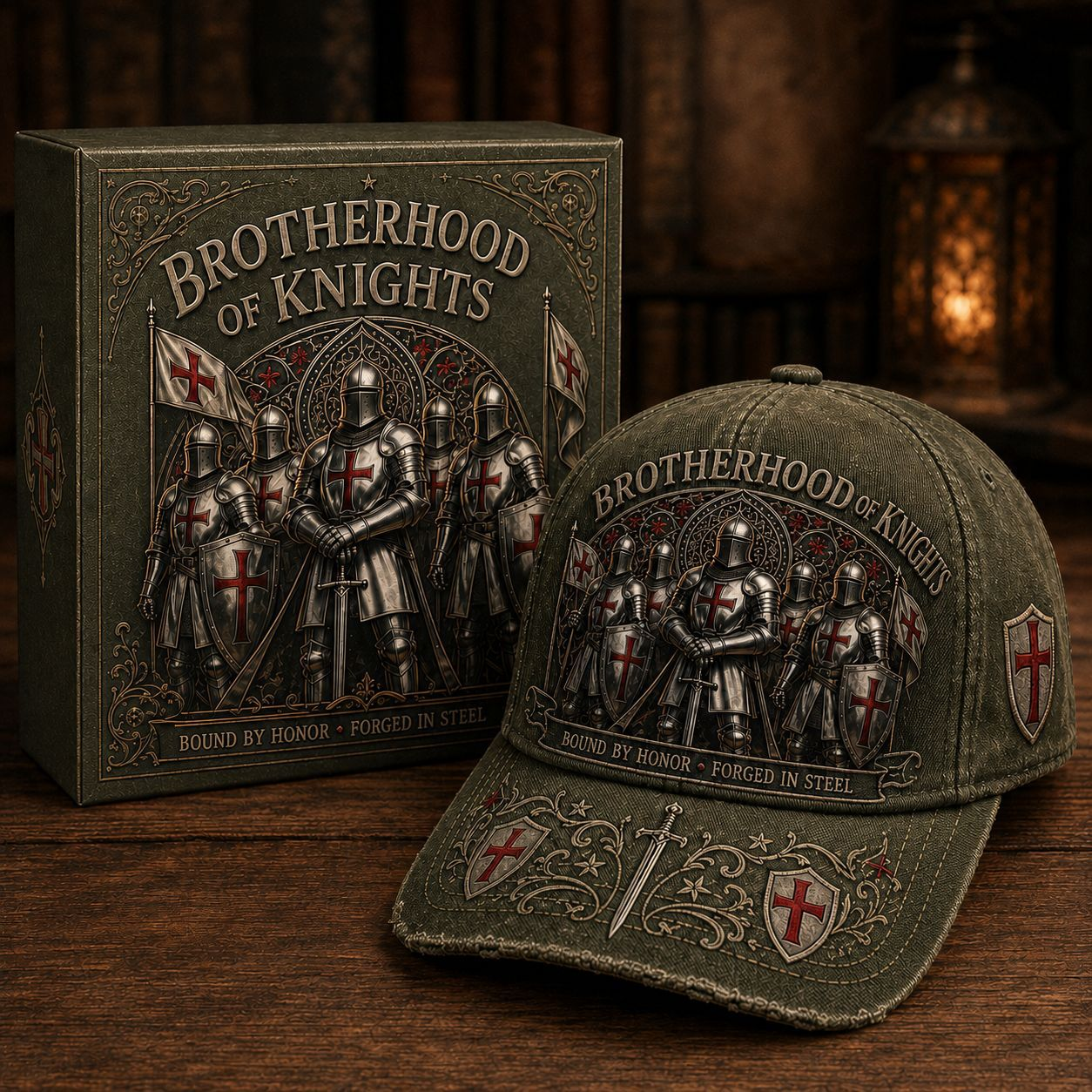⚔️ "Brotherhood of Knights" Vintage Cap: Distressed Cotton Baseball Hat for Men! 🛡️