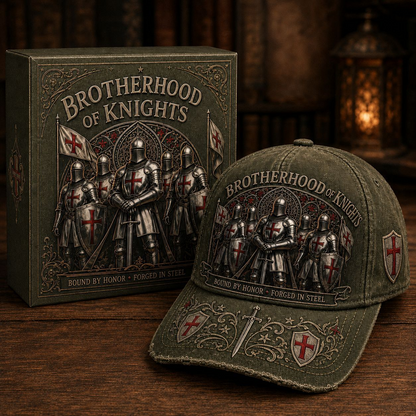 ⚔️ "Brotherhood of Knights" Vintage Cap: Distressed Cotton Baseball Hat for Men! 🛡️