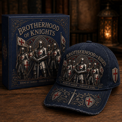 ⚔️ "Brotherhood of Knights" Vintage Cap: Distressed Cotton Baseball Hat for Men! 🛡️