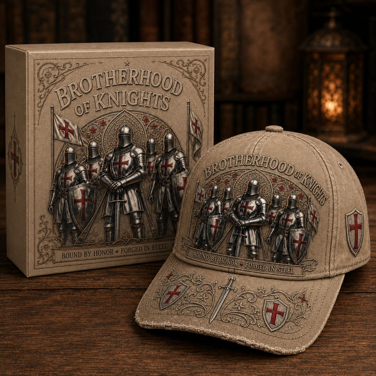 ⚔️ "Brotherhood of Knights" Vintage Cap: Distressed Cotton Baseball Hat for Men! 🛡️