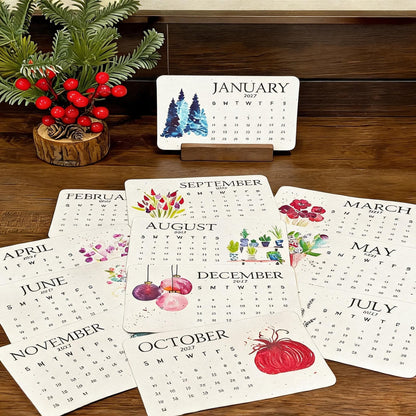 🌱 2027 Seed Paper Calendar — Plantable Eco-Friendly Gift with 12 Botanical Designs