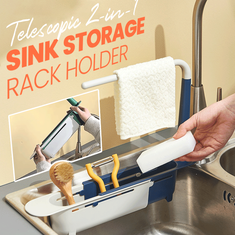 Telescopic 2-in-1 holder for sink storage