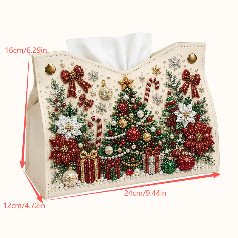 🎄DIY Diamond Painting Tissue Holder -- Double-Sided Christmas Craft, Festive Designs & Everyday Use