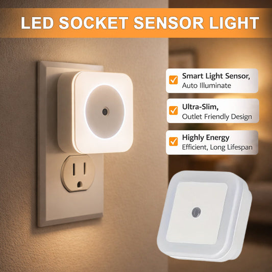 Plug-in LED Night Light with Dusk-to-Dawn Sensor – Energy-Efficient Guide Light for Hallway, Landing & Bedroom