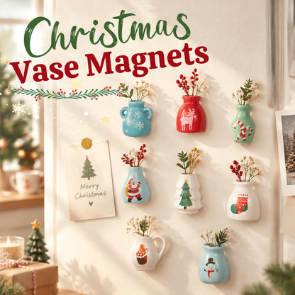 🎄🏺 Christmas Mini Vase Fridge Magnet — Festive 3D Holiday Accent for Magnetic Surfaces