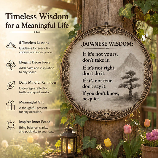 🍂 Vintage Eastern Wisdom Quote Sign: Serene Rustic Wall Plaque! 🕊️