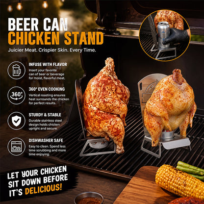 🍗 Beer Can Chicken Roaster Stand: Vertical BBQ Grill & Oven Holder! 🍻