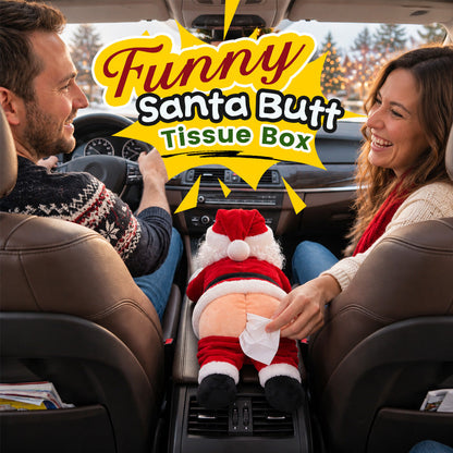 🎅Santa's Cheeky Side -- Funny Butt Tissue Box Cover for Christmas Laughs