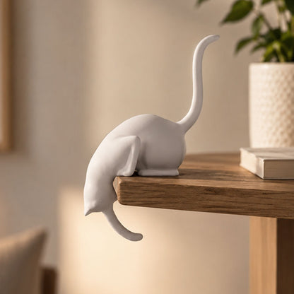 🐾 Climbing Cat Shelf Edge Hook: Cute No-Drill Key Holder & Decor! 🐈