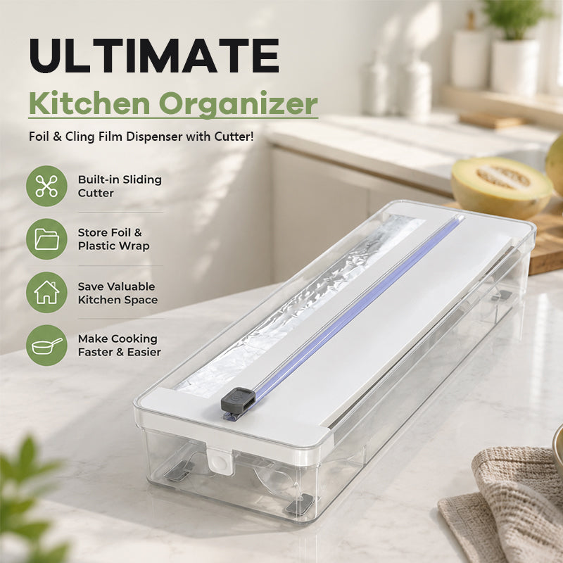 🍳 2-in-1 Kitchen Foil & Cling Film Dispenser with Sliding Cutter! ✂️