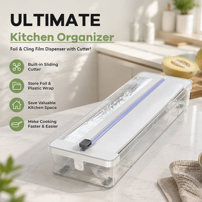 🍳 2-in-1 Kitchen Foil & Cling Film Dispenser with Sliding Cutter! ✂️