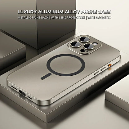 Simple metal magnetic phone case for iPhone