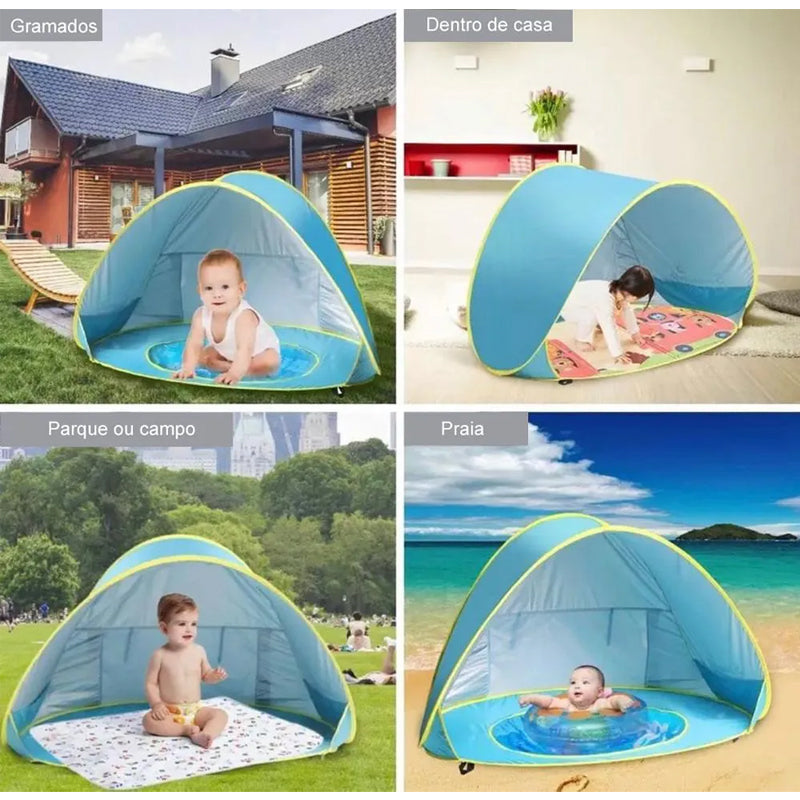 🏖️ Pop-Up Baby Beach Pool Tent: UPF 50+ Sun Shade & Mini Pool! ☀️